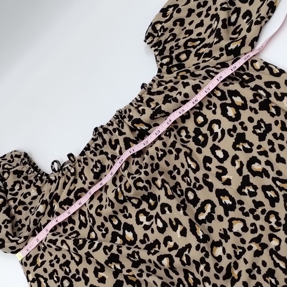 entro women's small leopard print criss cross off shoulder dress long sleeve - Picture 6 of 9